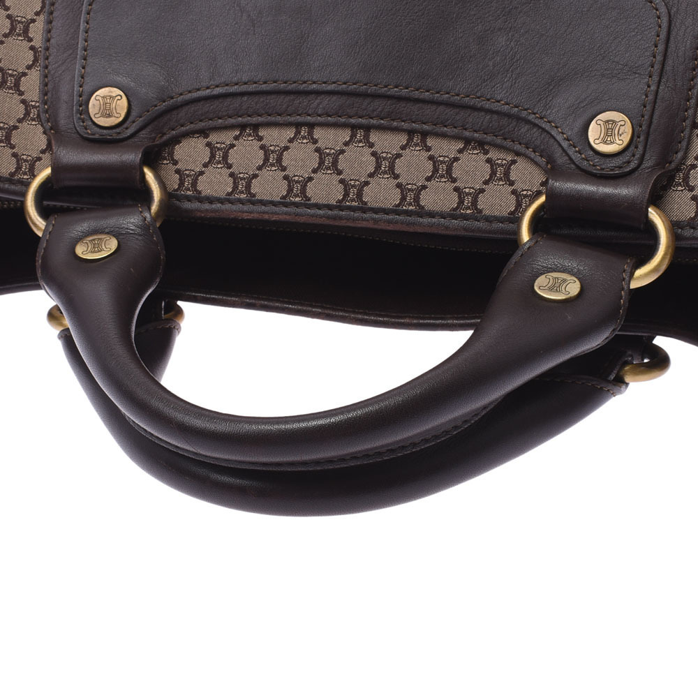 CELINE Boogie Bag Macadam Brown Jacquard Leather Handbag - Picture 3 of 9